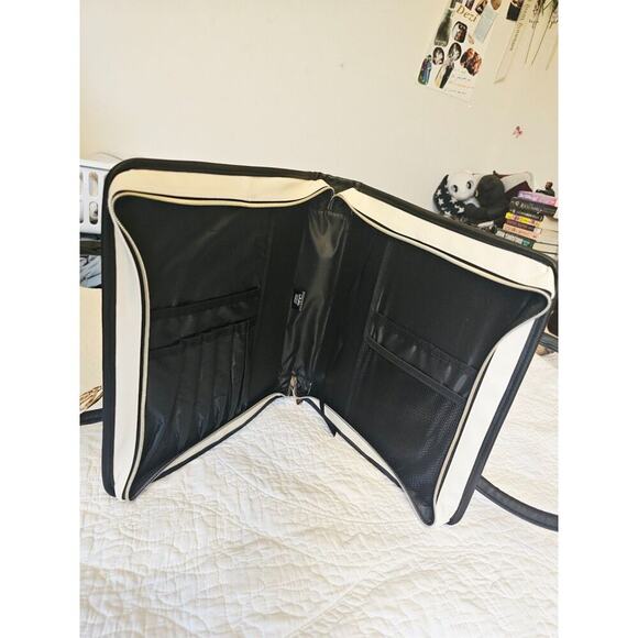 Dehite White Bible Storage Organizer Tote Bag Colorblock Pattern & Gold Charm - Picture 3 of 12